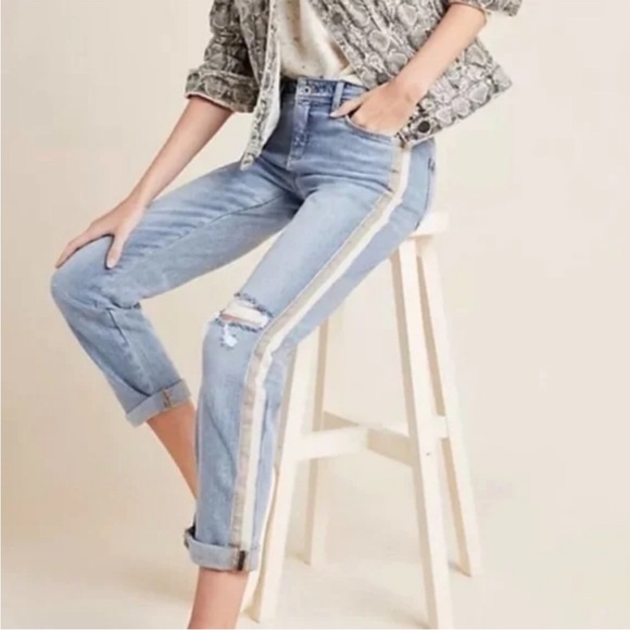 Pilcro & The Letterpress Side Stripe Slim Boyfriend Jeans Size 28 - Picture 1 of 15